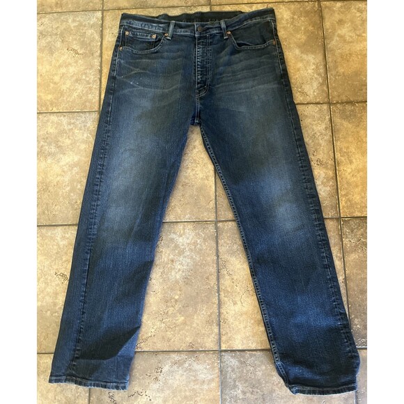 Levis 505 Jeans Mens 38/32  Dark Wash Cotton Straight Fit Denim Workwear B & T - Picture 1 of 9
